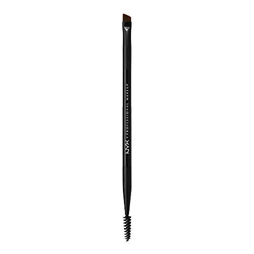 NYX Professional Makeup Pro Dual Brow Brush, Dual-Sided With Spoolie Brush And Angled Cut Brush, Synthetic Fibres, Black