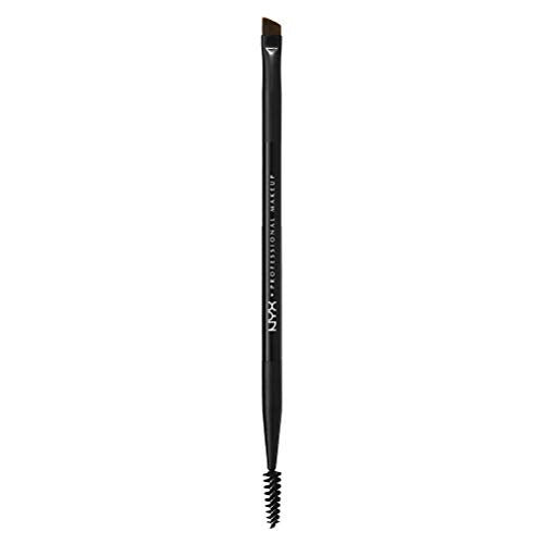 NYX Professional Makeup Pro Dual Brow Brush, Dual-Sided With Spoolie Brush And Angled Cut Brush, Synthetic Fibres, Black