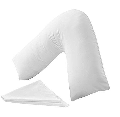 CnA Stores Orthopaedic V-Shaped Pillow Extra Cushioning Support For Head, Neck & Back (White, V-pillow With Cover)