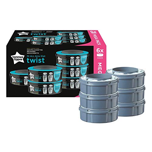 Tommee Tippee Twist and Click Advanced Nappy Disposal Sangenic Tec Refills, Pack of 6 (Compatible with Sangenic Tec, Twist and Click Bins)