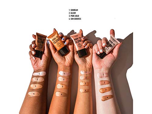 NYX Professional Makeup Born To Glow Liquid Illuminator, Liquid Shimmer Makeup, Highlighter, Foundation Base, Vegan Formula, Shade: Gleam