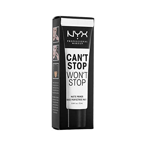 NYX Professional Makeup Can't Stop Won't Stop Matte Primer, Makeup Primer Base, Smooth Complexion, Transparent, Light Formula, Shine Control, Vegan Formula