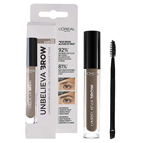 L'Oreal Paris Unbelieva Brow Long Lasting Brow Gel, 104 Brown,3.4ml