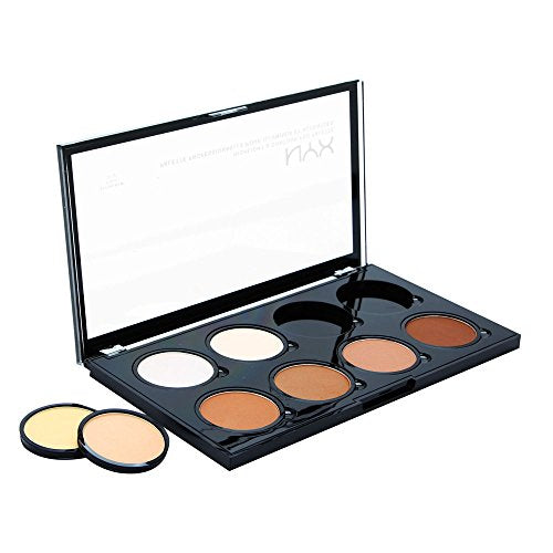 NYX Professional Makeup Highlight and Contour Pro Palette, Powder Contour Kit, Eight Blendable Matte and Pearly Shades