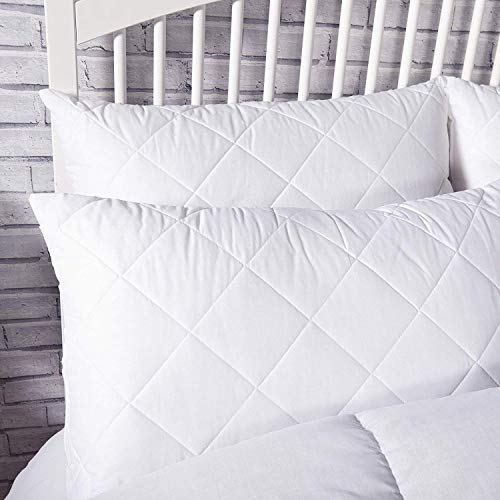 Adam Home Premium Pillows with Quilted Cover (4 Pack, Standard) - Filled Pillows for Side, Stomach and Back Sleeper-Hotel Quality, Down Alternative Bed Pillow-Soft Hollow-fiber Filled Sleeping Pillows