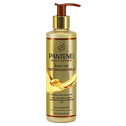 Pantene Gold Series Leave in Hair Conditioner Detangling Spray with Argan Oil and Sulphate Free for Curly, Coily, Wavy or Relaxed Hair, Leave in Conditioner Curly Girl Products with Argon Oil, 225 ml