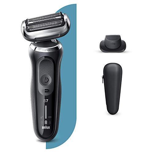 Braun Series 7 Electric Shaver for Men with Precision Beard Trimmer, Wet & Dry, Rechargeable, Cordless Foil Razor, Silver, 70-N1200s