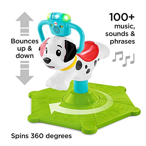 Fisher-Price GHY03 Bounce and Spin Puppy, Stationary Musical Ride-On Toy, Multi-colour