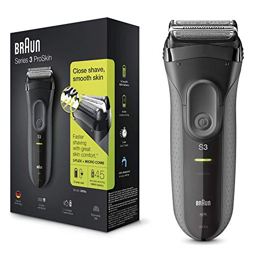 Braun Series 3 ProSkin 3000s Electric Shaver Rechargeable and Cordless Electric Razor for Men Black, 2 Pin Plug, 2 pin plug