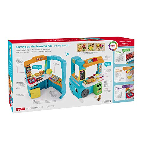 Fisher-Price Laugh and Learn Servin Up Fun Food Truck, Interactive Learning Toddler Role Play Toy, Speaking Toy, Gift for 18 Months Plus