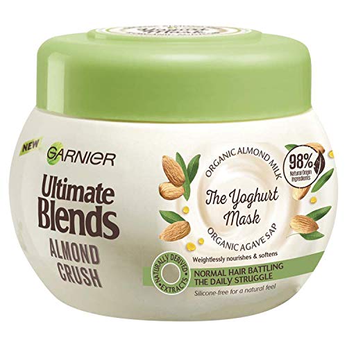 Garnier Ultimate Blends Hair Mask | Almond Crush Treatment Organic Almond Milk & Organic Agave Sap Daily Nourishment for Normal Hair | 300 ml