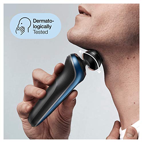 Braun Series 6 Electric Shaver for Men with Beard Trimmer, Wet and Dry, SmartCare Center, Rechargeable, Cordless Foil Razor, Blue, 60-B7500cc