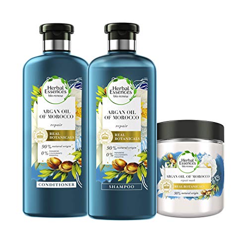 Pantene Herbal Essences Bio Renew Argan Oil of Morocco Hair Repair Treatment for Dry Damaged Hair Argan Oil Shampoo, Conditioner and Hair Mask Set, Hair Care