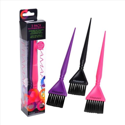 COLORING BRUSH SET OF 3 PINK/PURPLE/BLACK